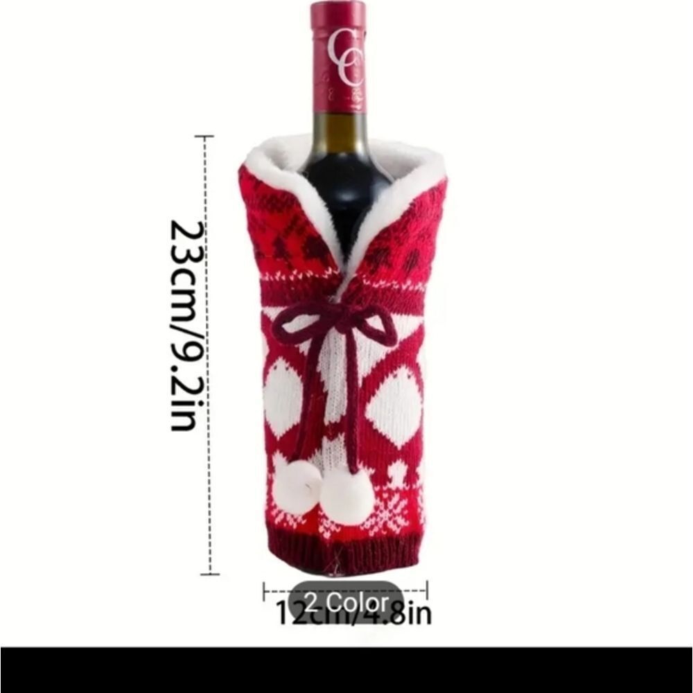 CUTE CozyFestive Quality Holiday Bottle Cover‎ Sleeve, SET of 2! Great Gifts.NEW - Picture 5 of 7